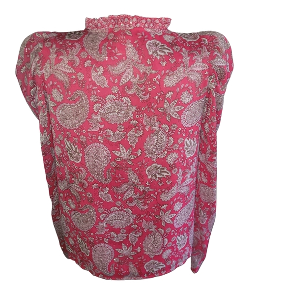 Cupcakes and Cashmere Pink Paisley Puff Sleeve Blouse S - Picture 6 of 7
